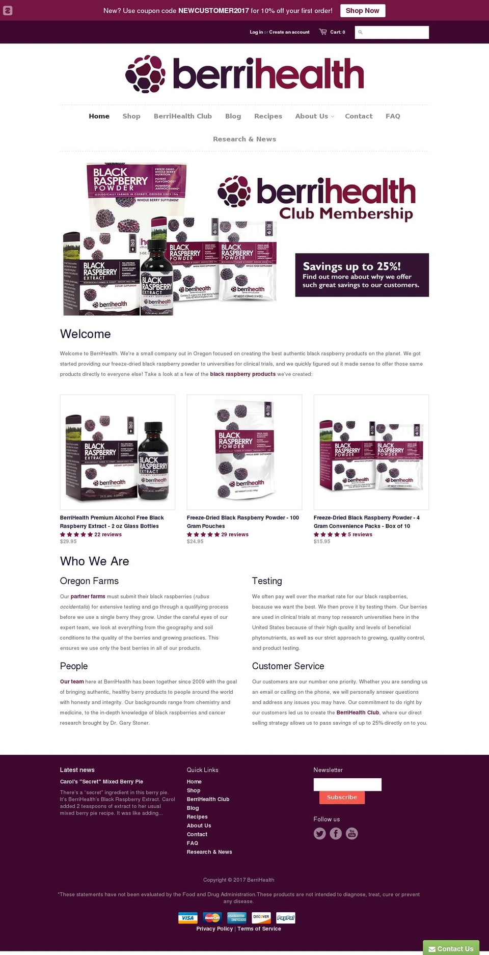 berrihealth.com shopify website screenshot