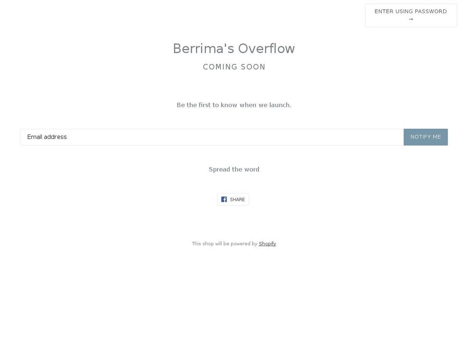 berrimasoverflow.com shopify website screenshot