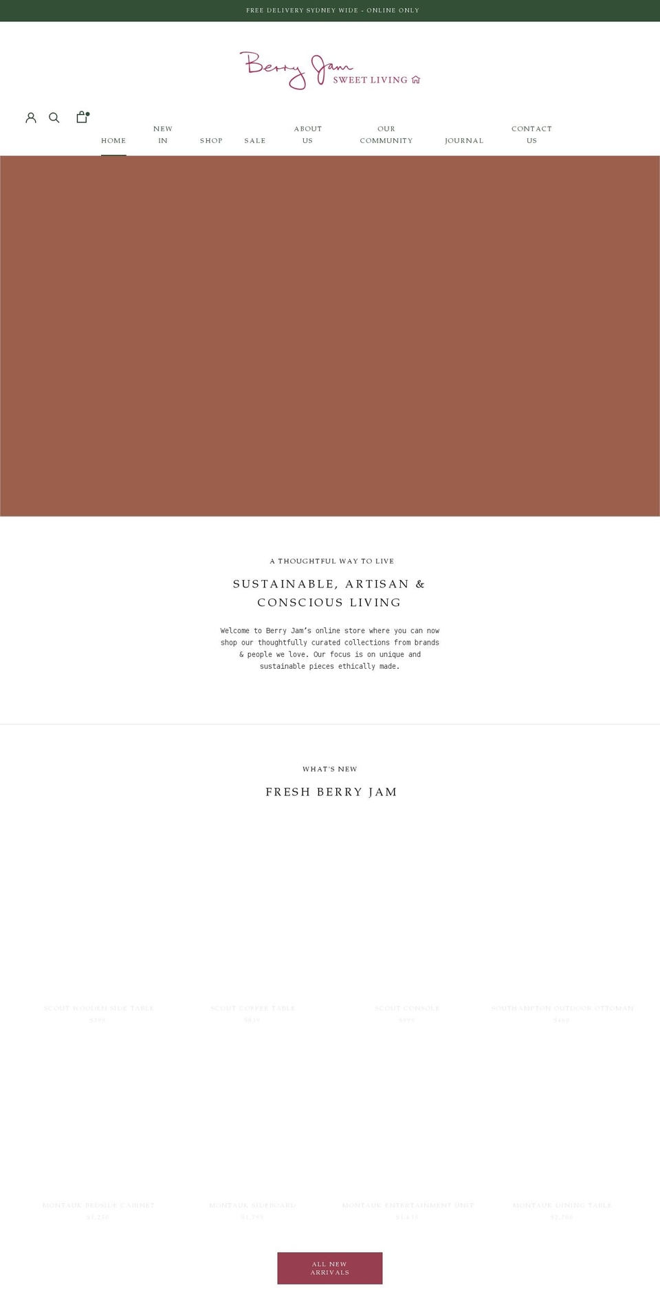 berryjamsweetliving.com.au shopify website screenshot