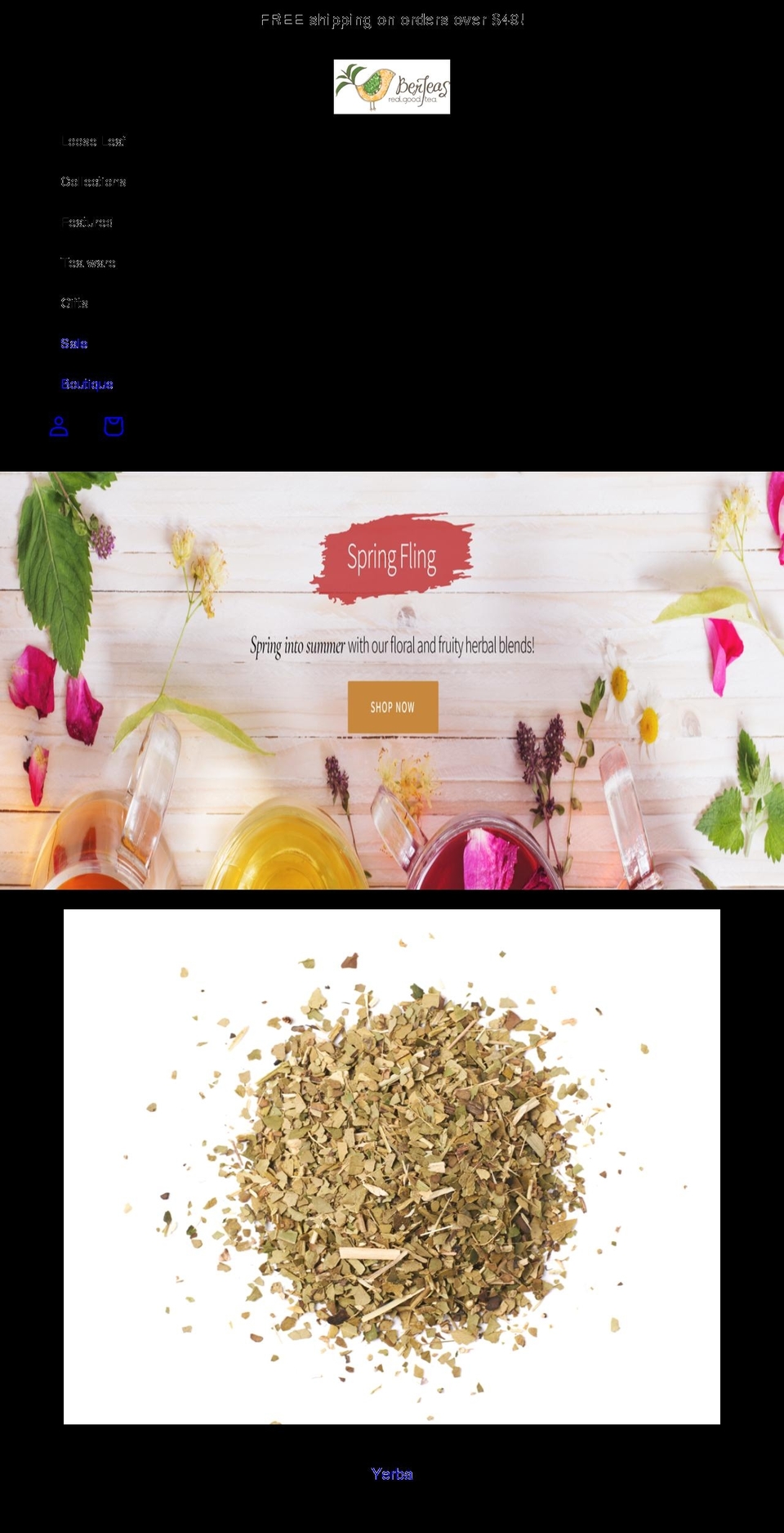 berteas.com shopify website screenshot