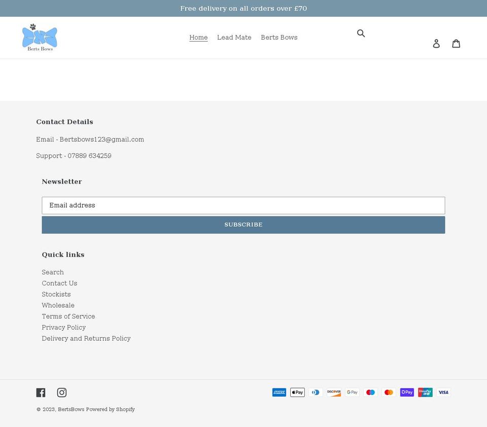 bertsbows.com shopify website screenshot