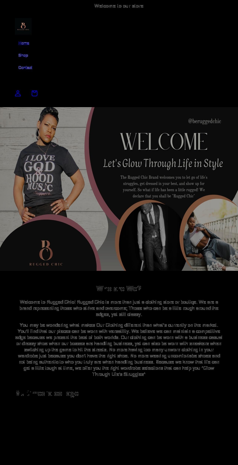 beruggedchic.com shopify website screenshot