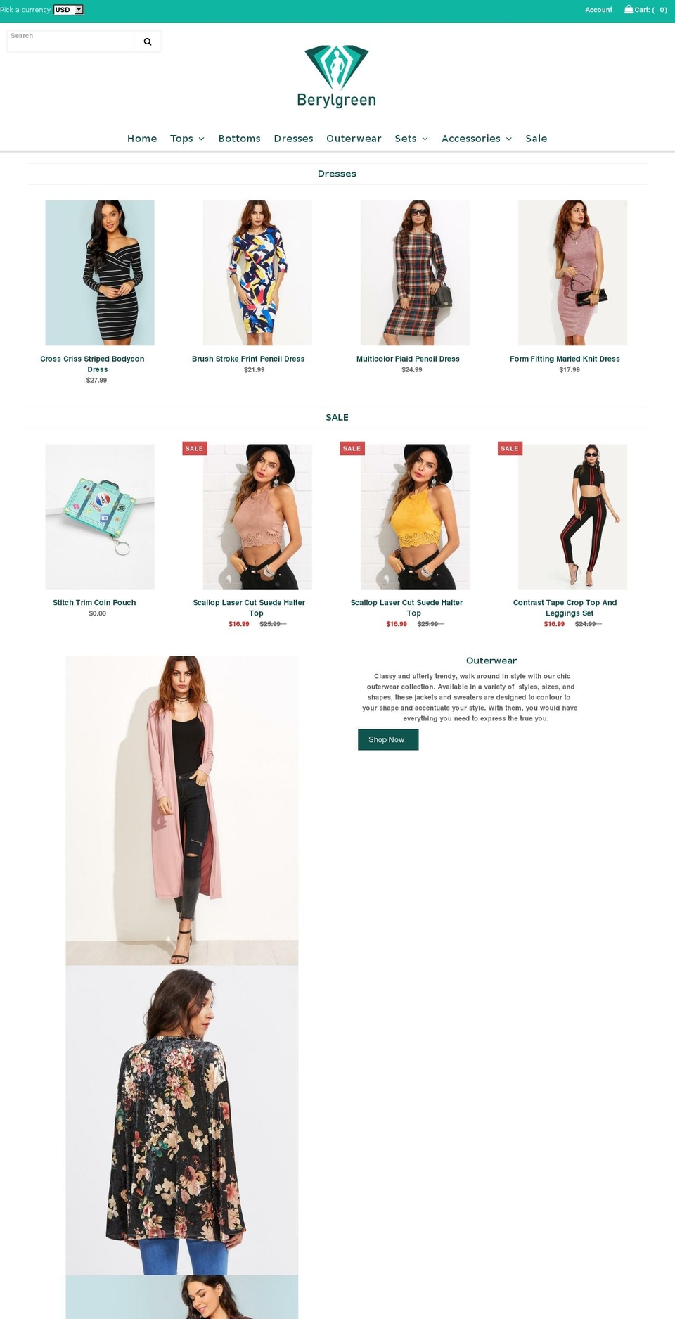 berylgreen.com — Shopify storefront screenshot