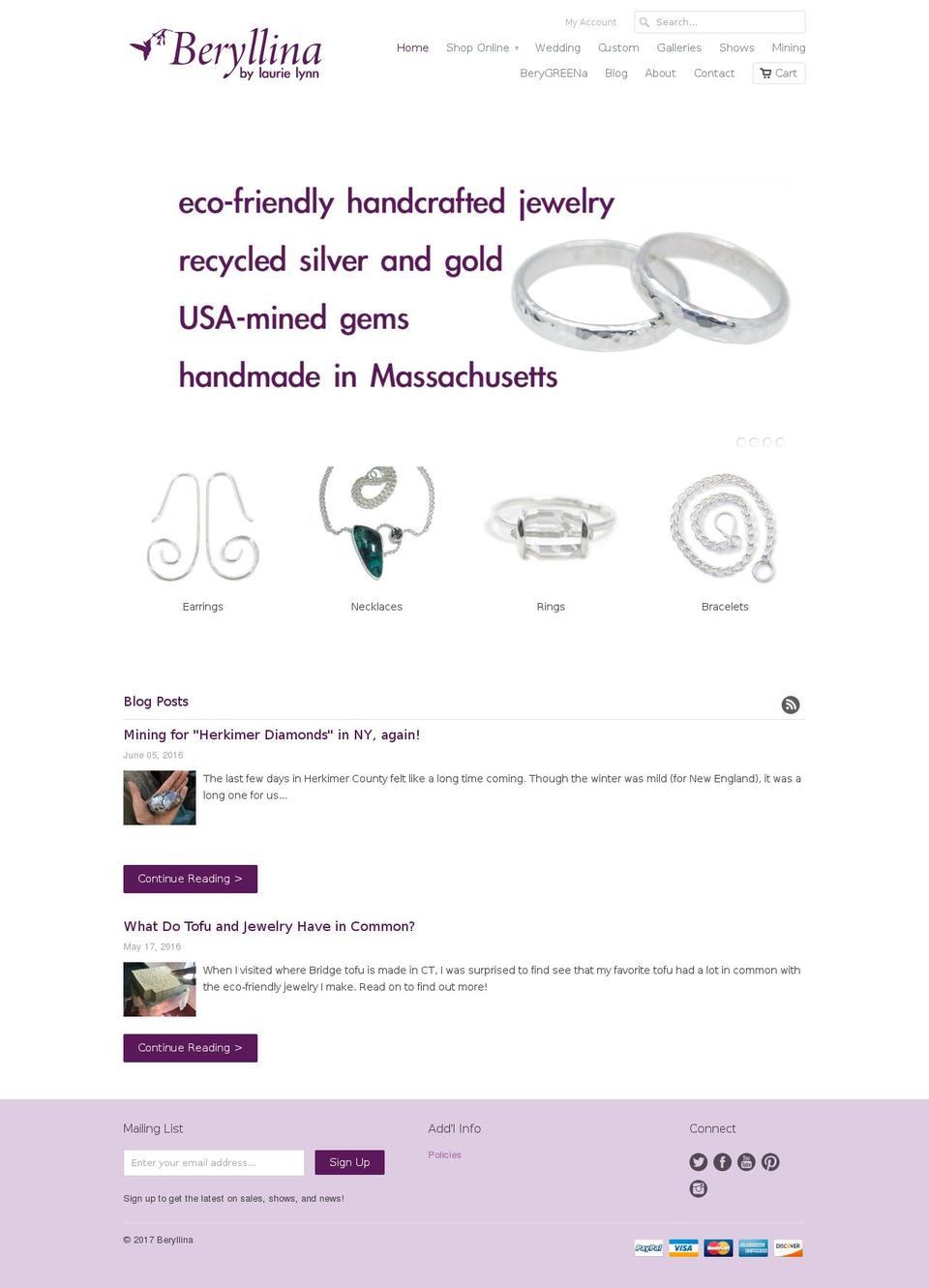 beryllina.com shopify website screenshot