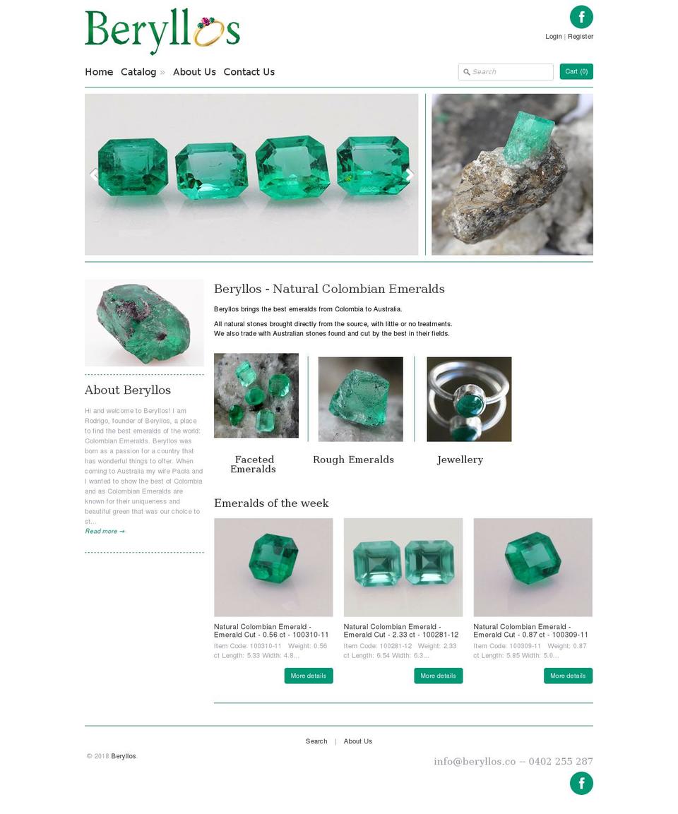 beryllos.co shopify website screenshot