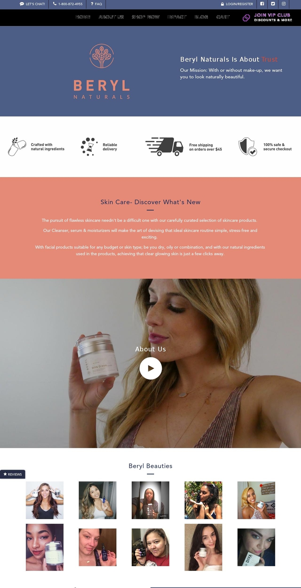 berylnaturals.com — Shopify storefront screenshot
