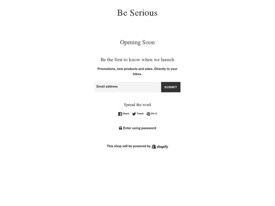 beserious.net shopify website screenshot