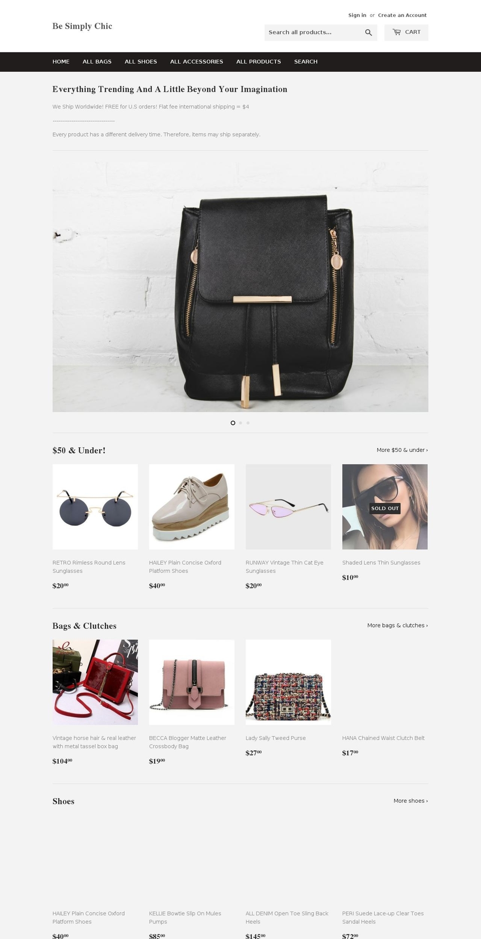 besimplychic.com — Shopify storefront screenshot