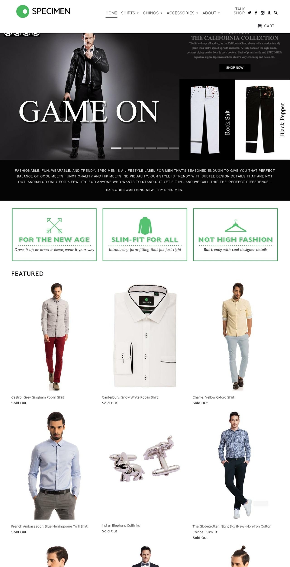 bespecimen.com shopify website screenshot