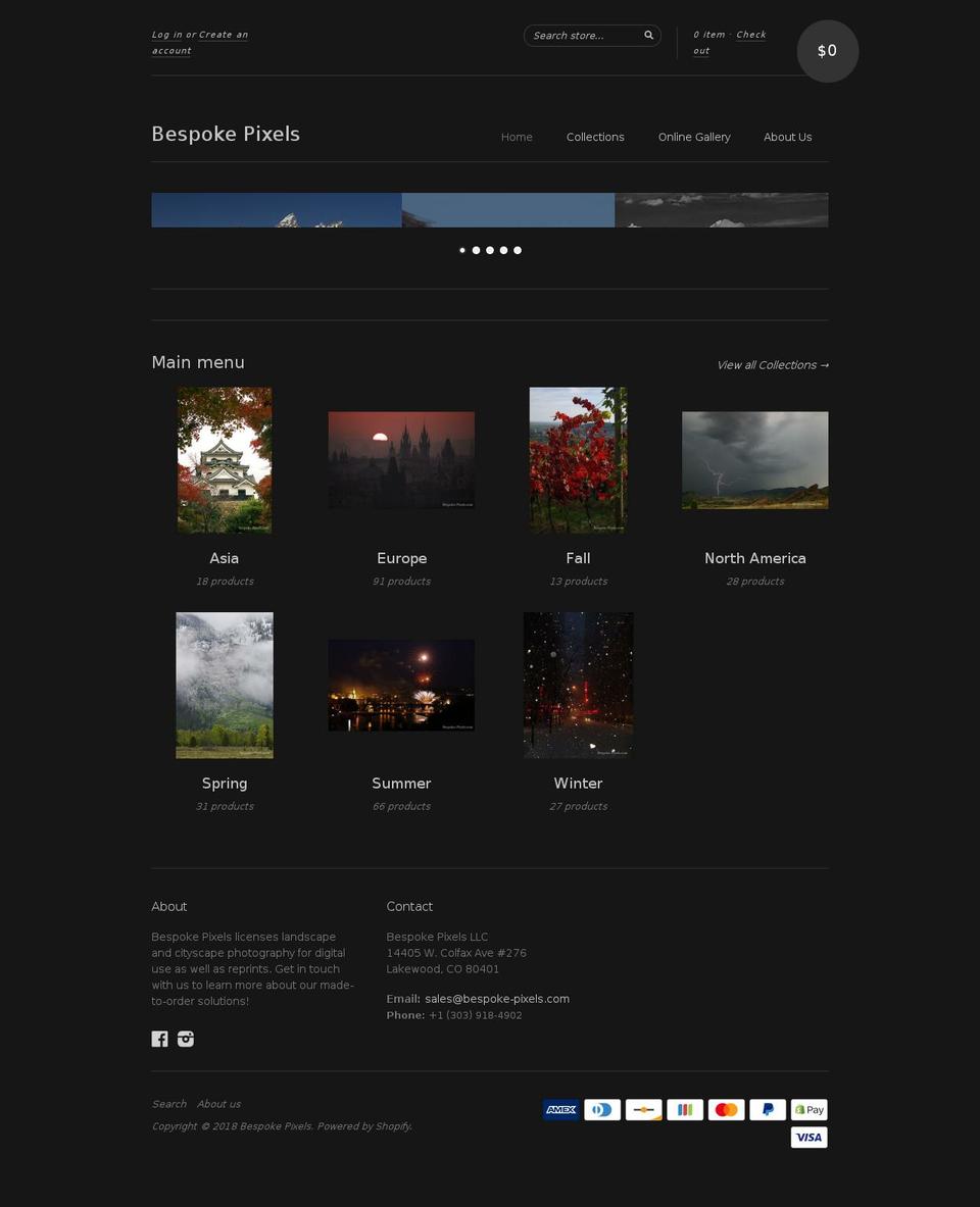 bespoke-pixels.com — Shopify storefront screenshot
