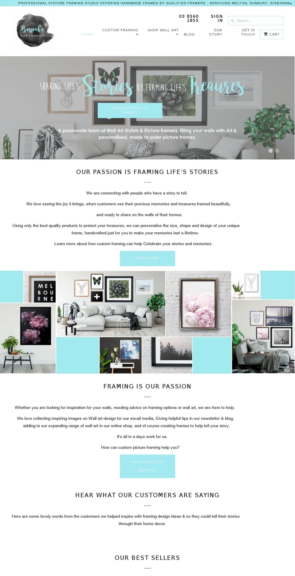 bespokeartframing.com shopify website screenshot