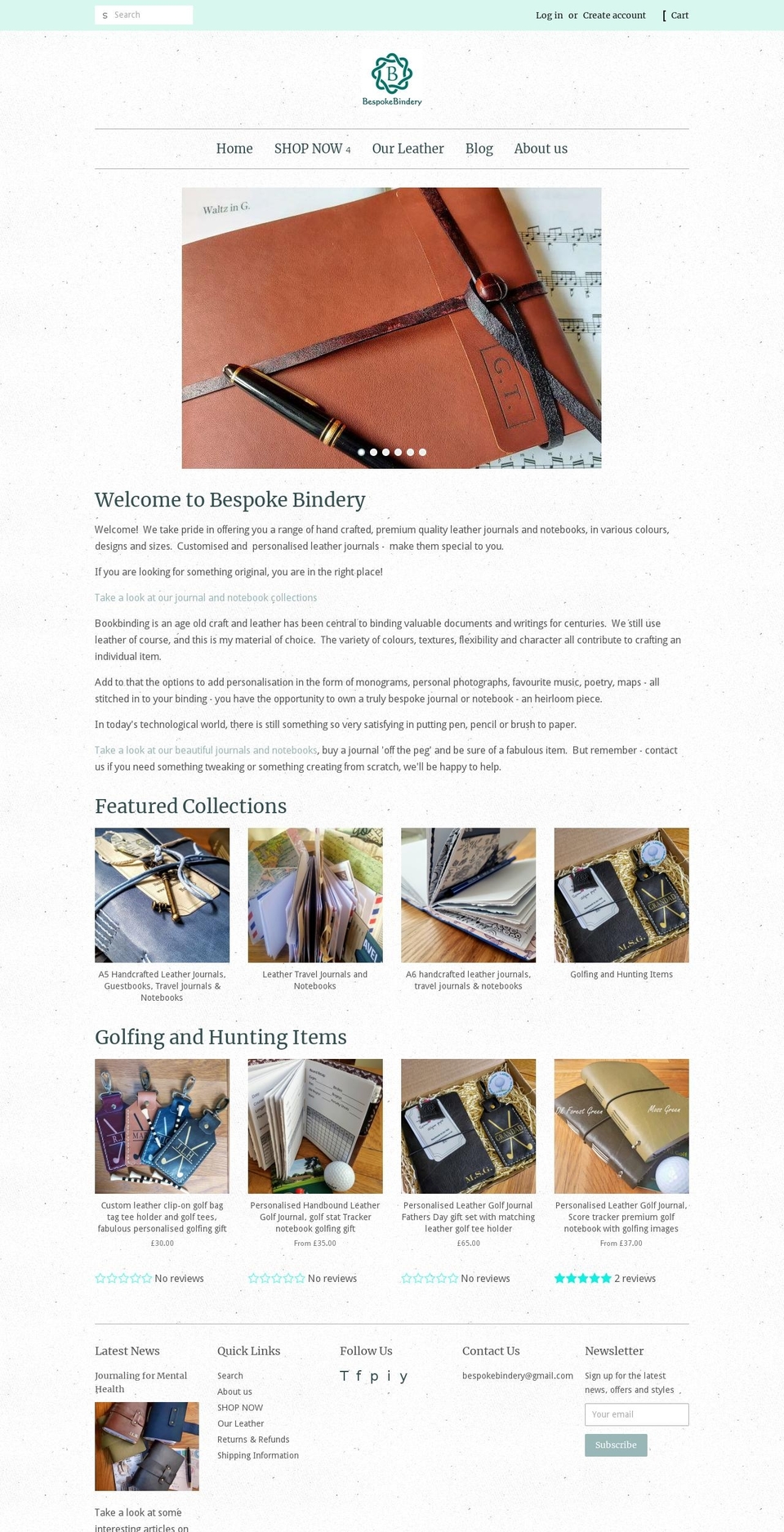 bespokebindery.co.uk shopify website screenshot