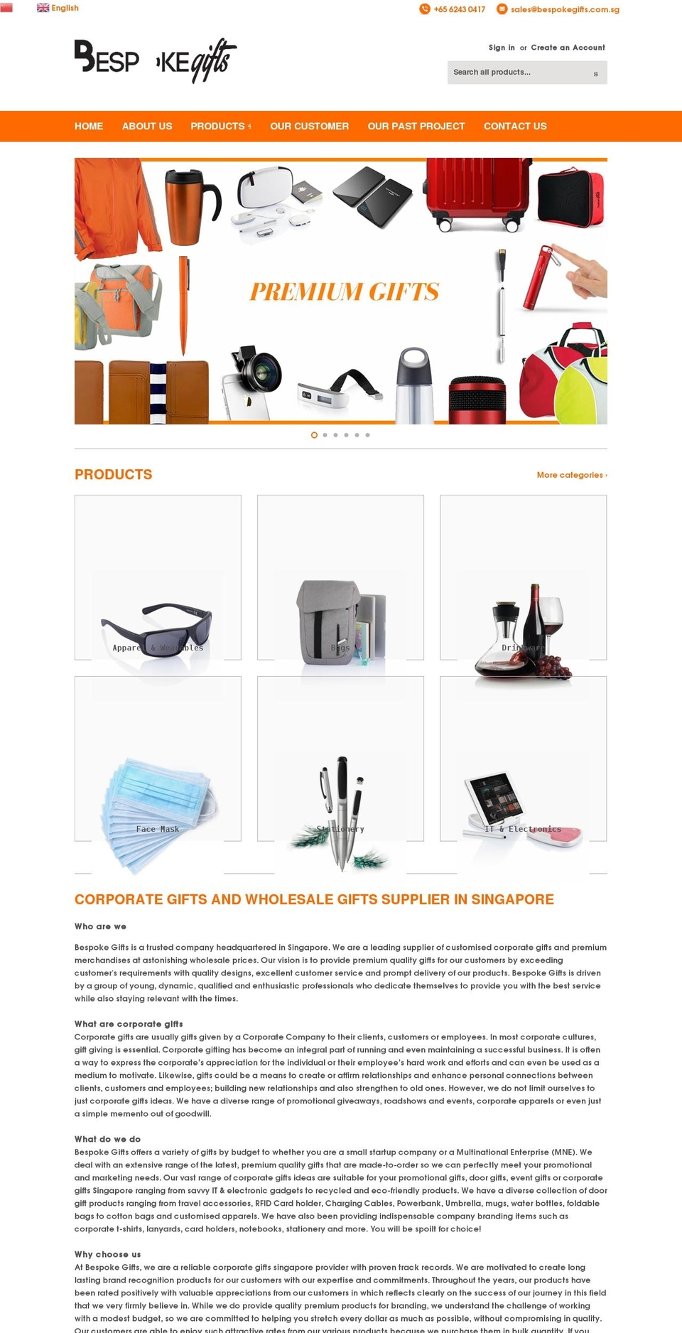 bespokegifts.com.sg shopify website screenshot