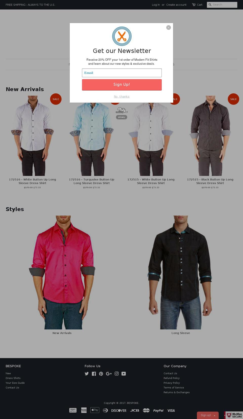 bespokemoda.com shopify website screenshot