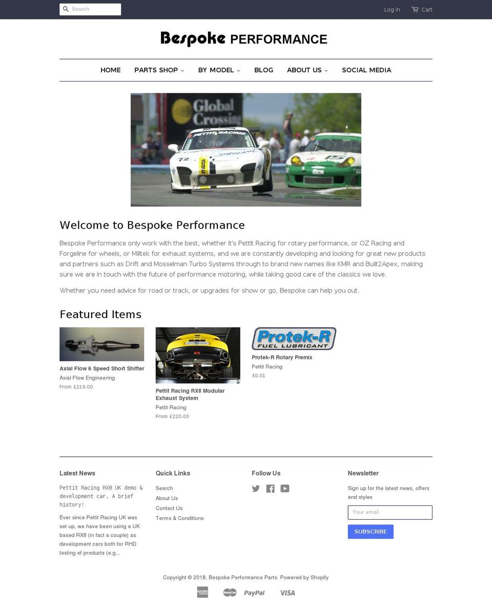 bespokeperformance.parts shopify website screenshot