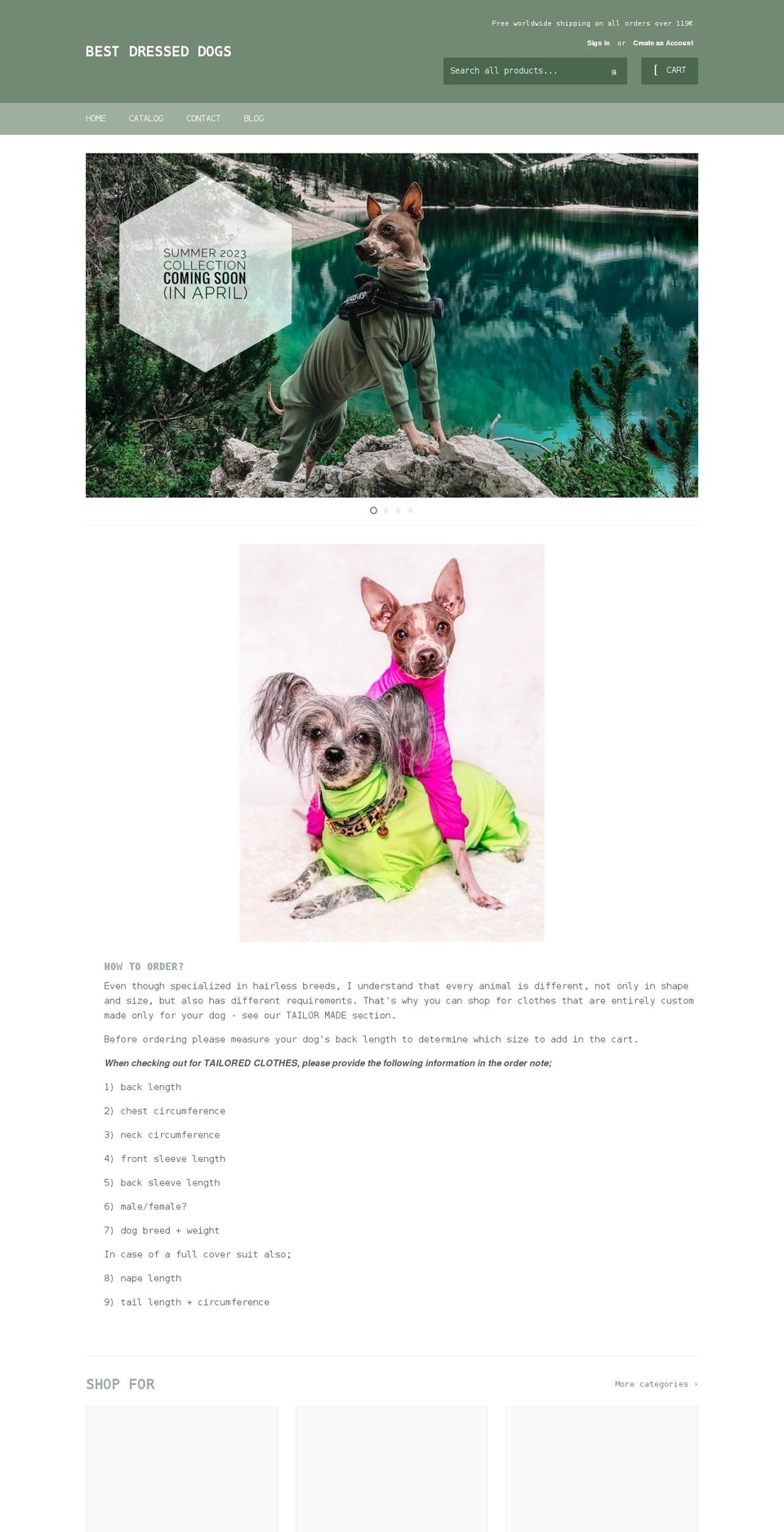 best-dressed-dogs.com shopify website screenshot