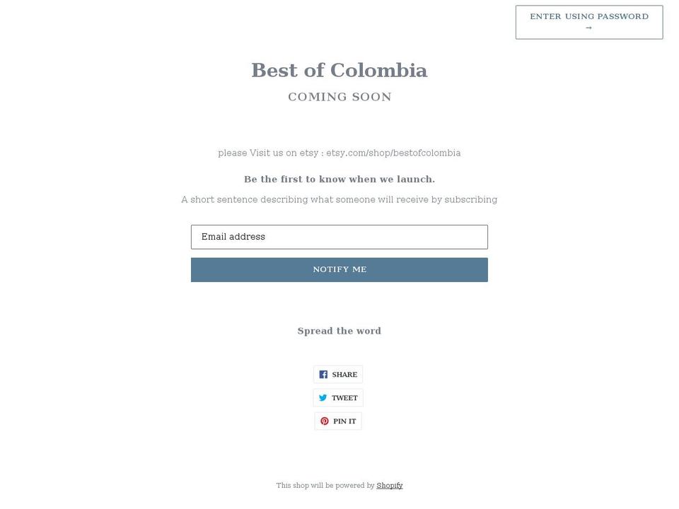 best-of-colombia.myshopify.com shopify website screenshot