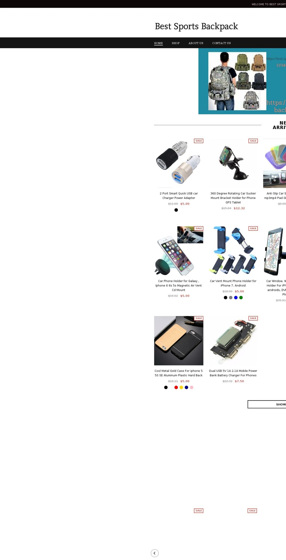 best-sports-backpack.com — Shopify storefront screenshot