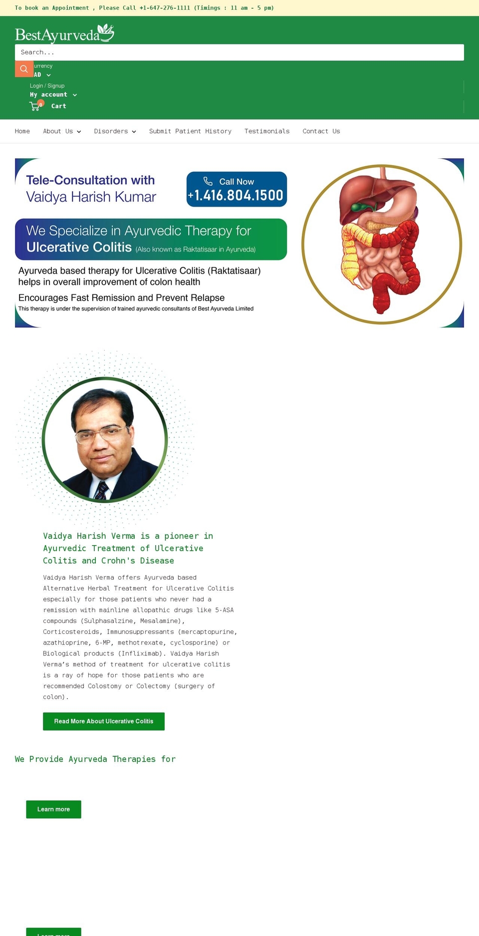 bestayurveda.ca shopify website screenshot