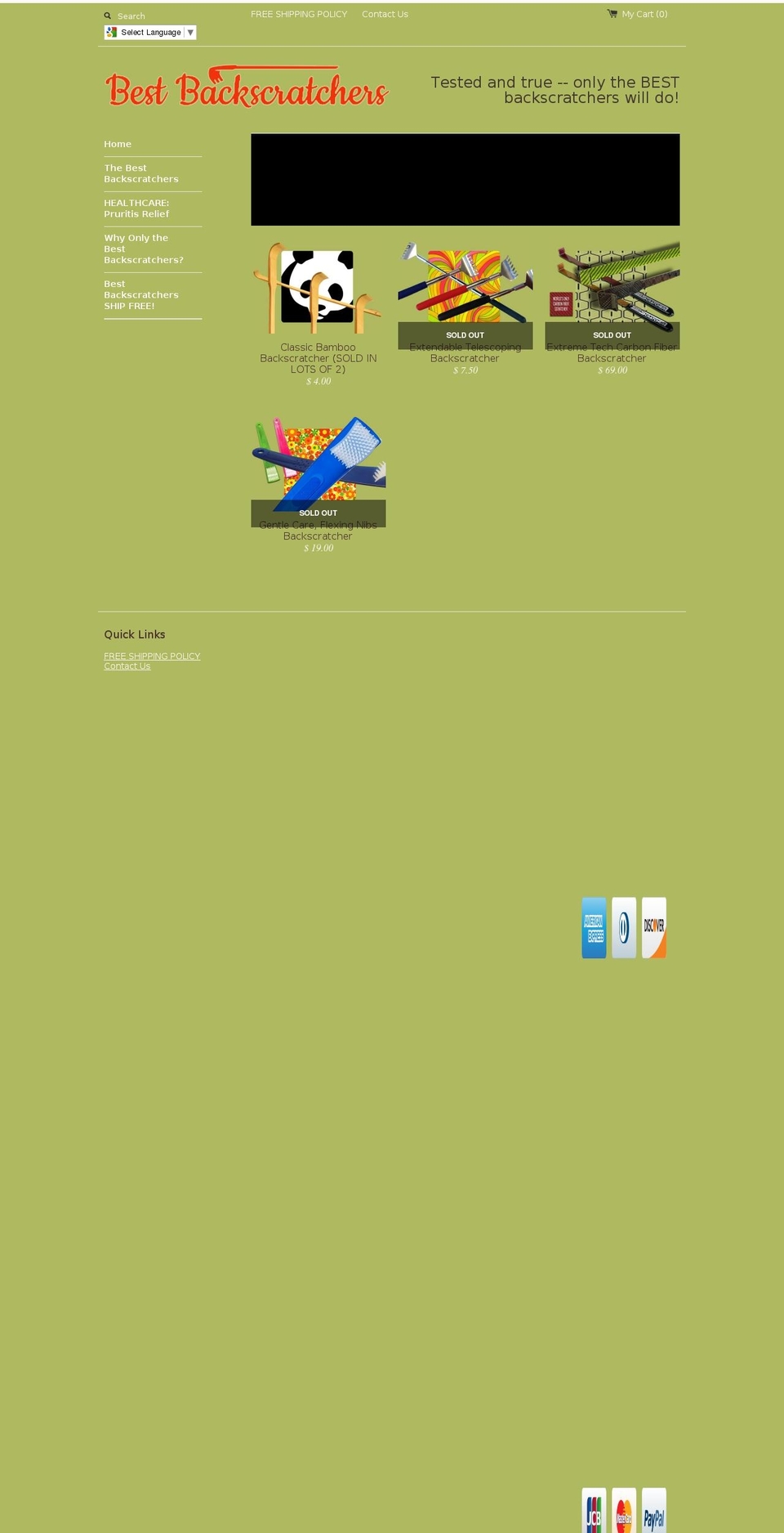 bestbackscratchers.com shopify website screenshot
