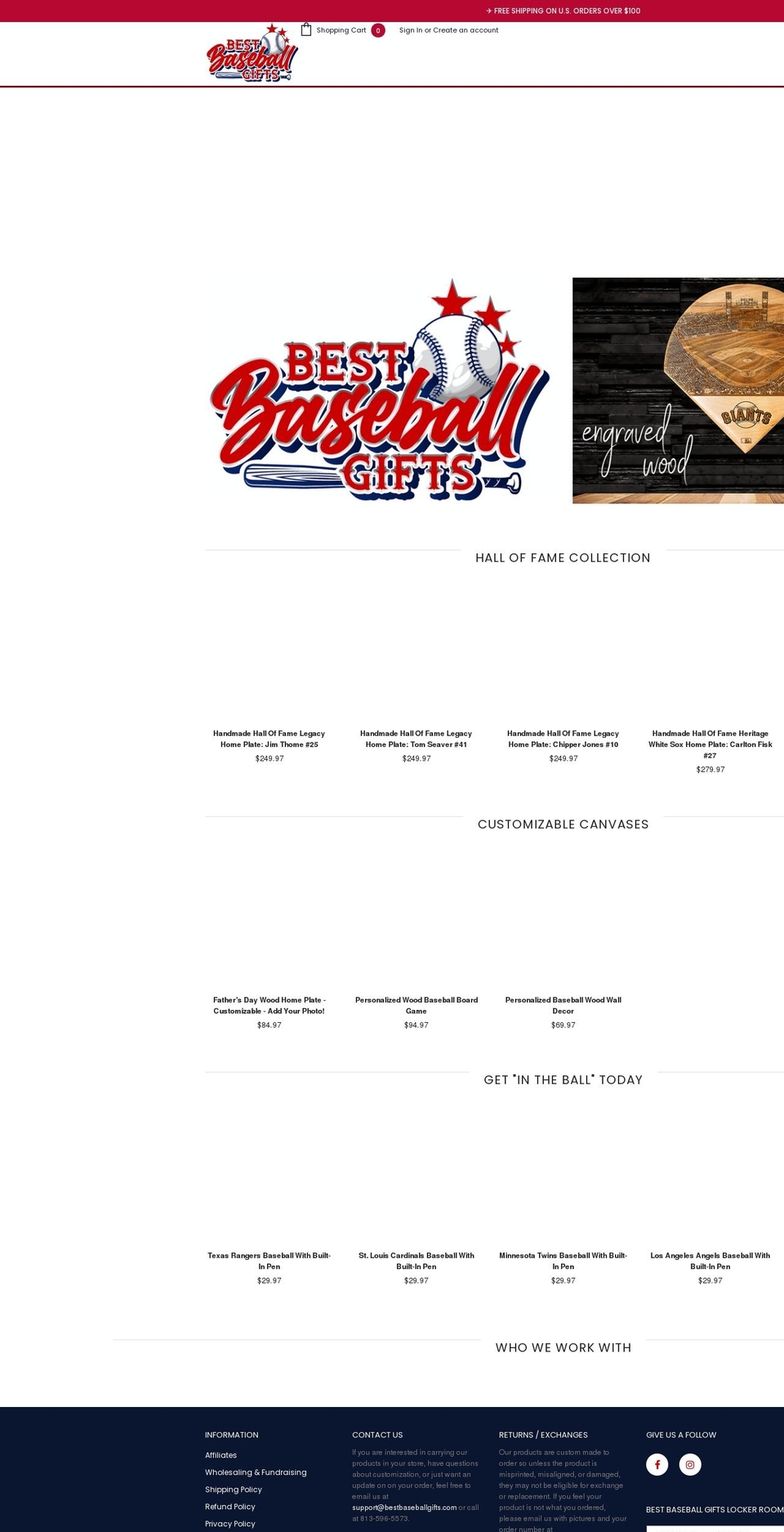 bestbaseballgifts.com shopify website screenshot