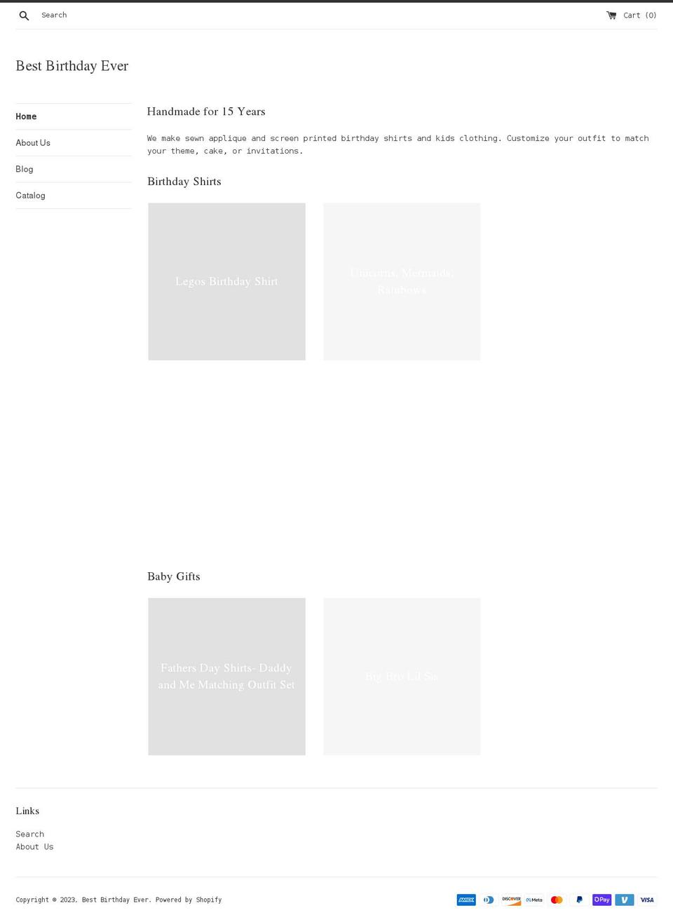 bestbirthdayever.net shopify website screenshot