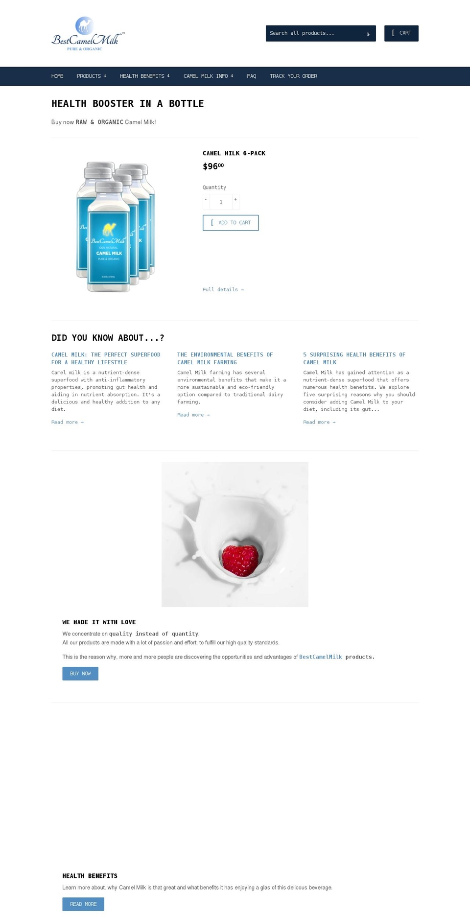 bestcamelmilk.com shopify website screenshot
