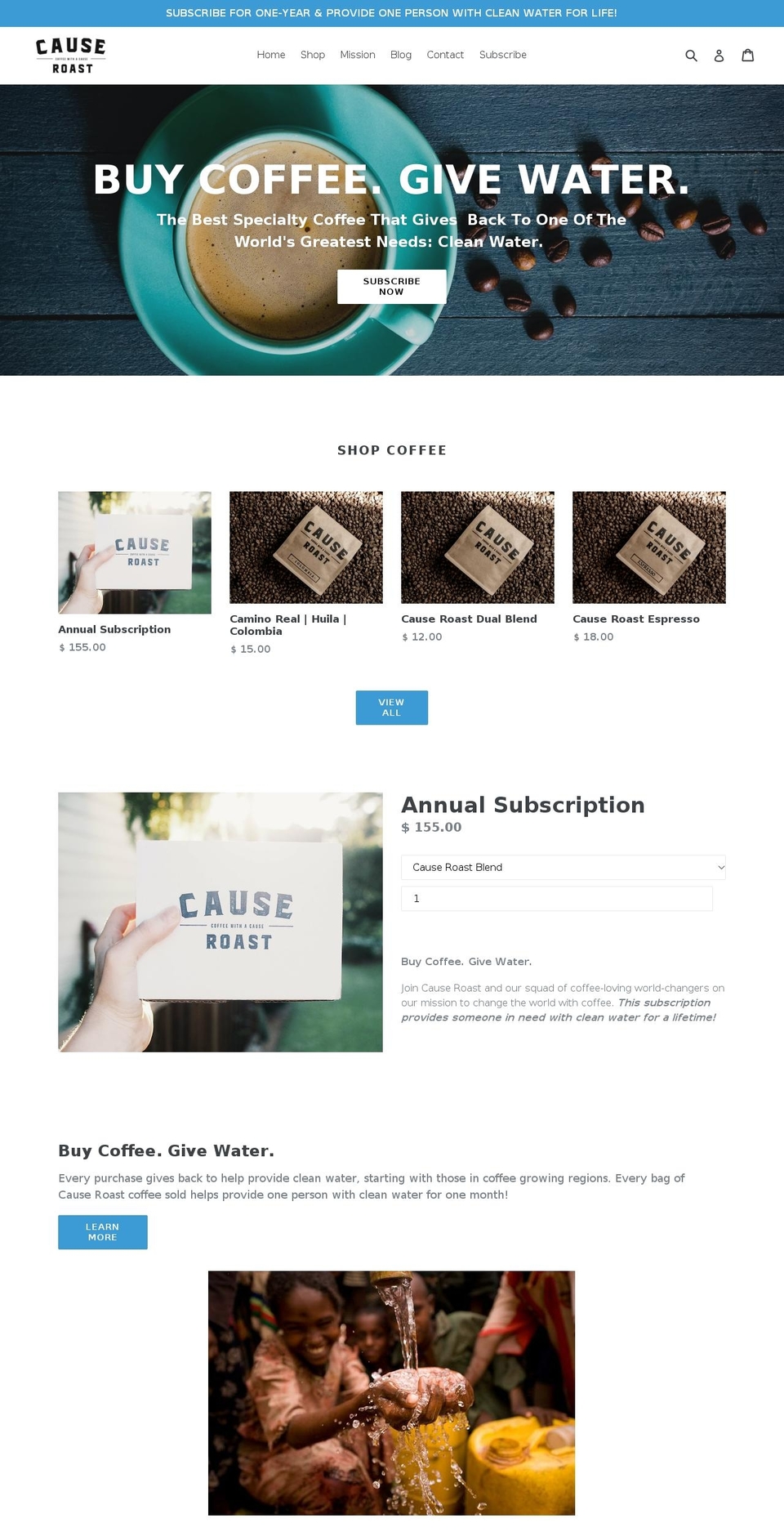 bestcausecoffee.com — Shopify storefront screenshot