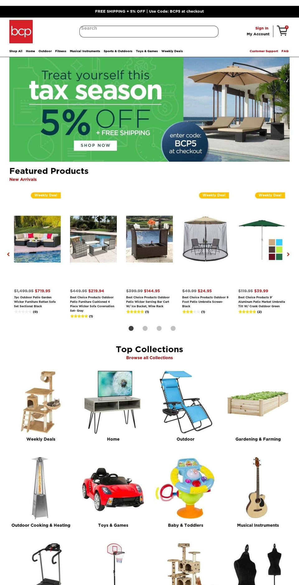 Dawn Shopify theme site example bestchoiceproducts.com