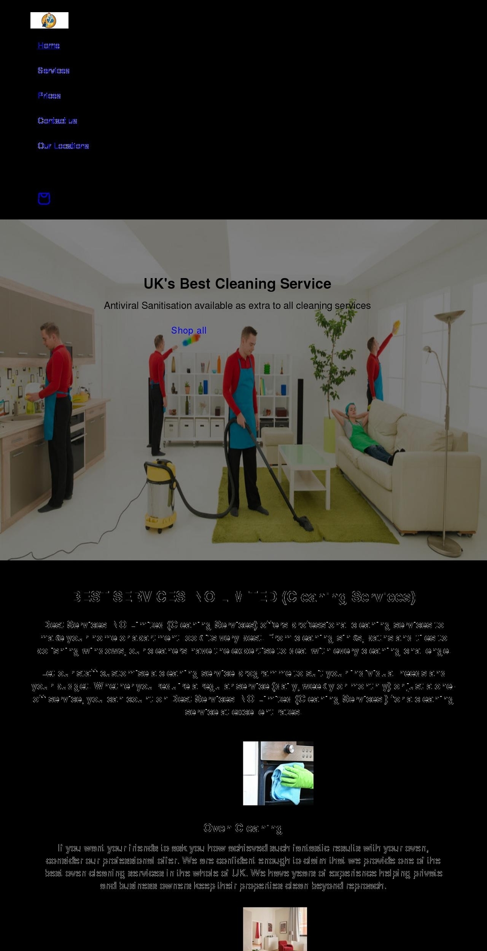 bestcleaningservices.uk shopify website screenshot