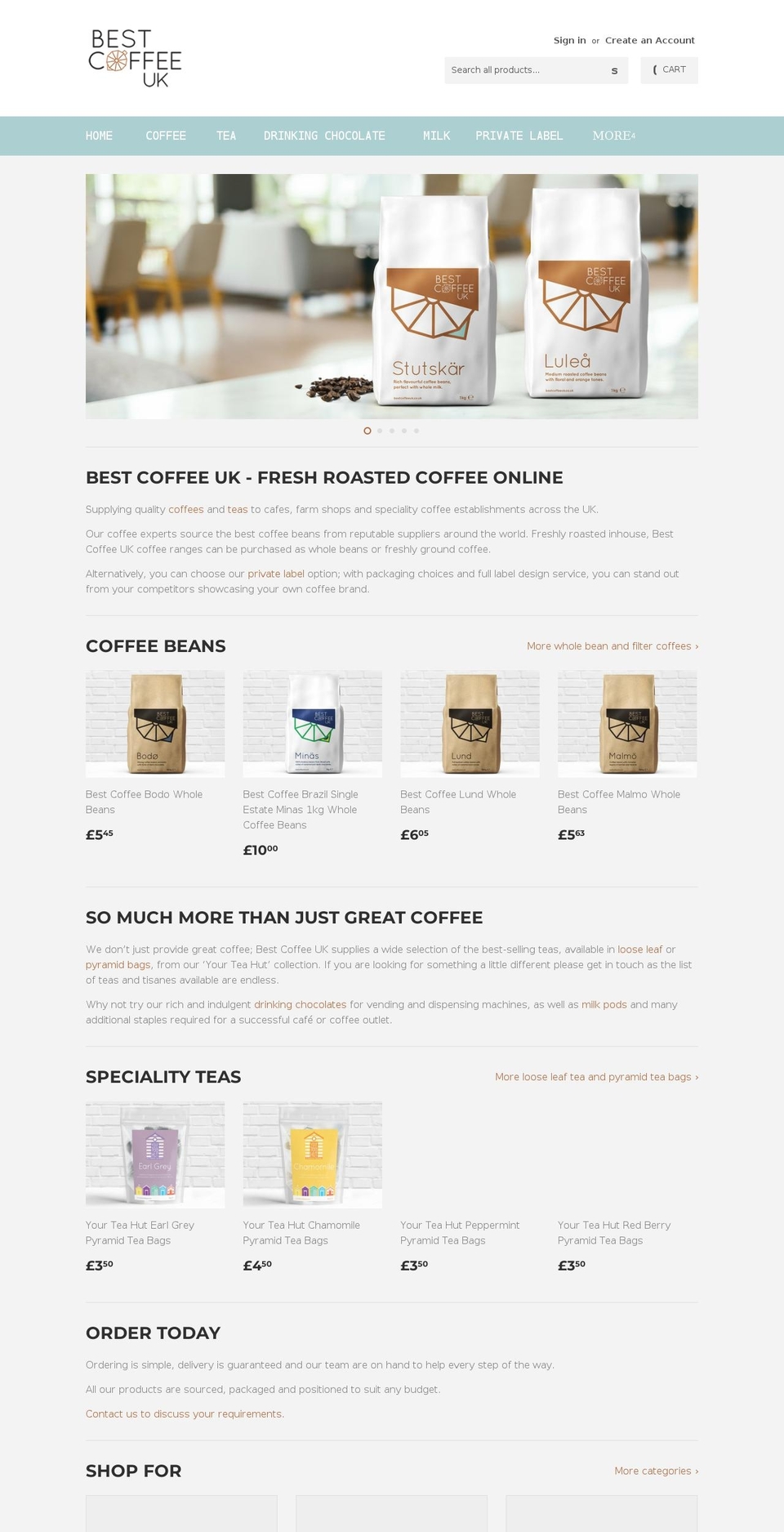 bestcoffeeuk.co.uk shopify website screenshot