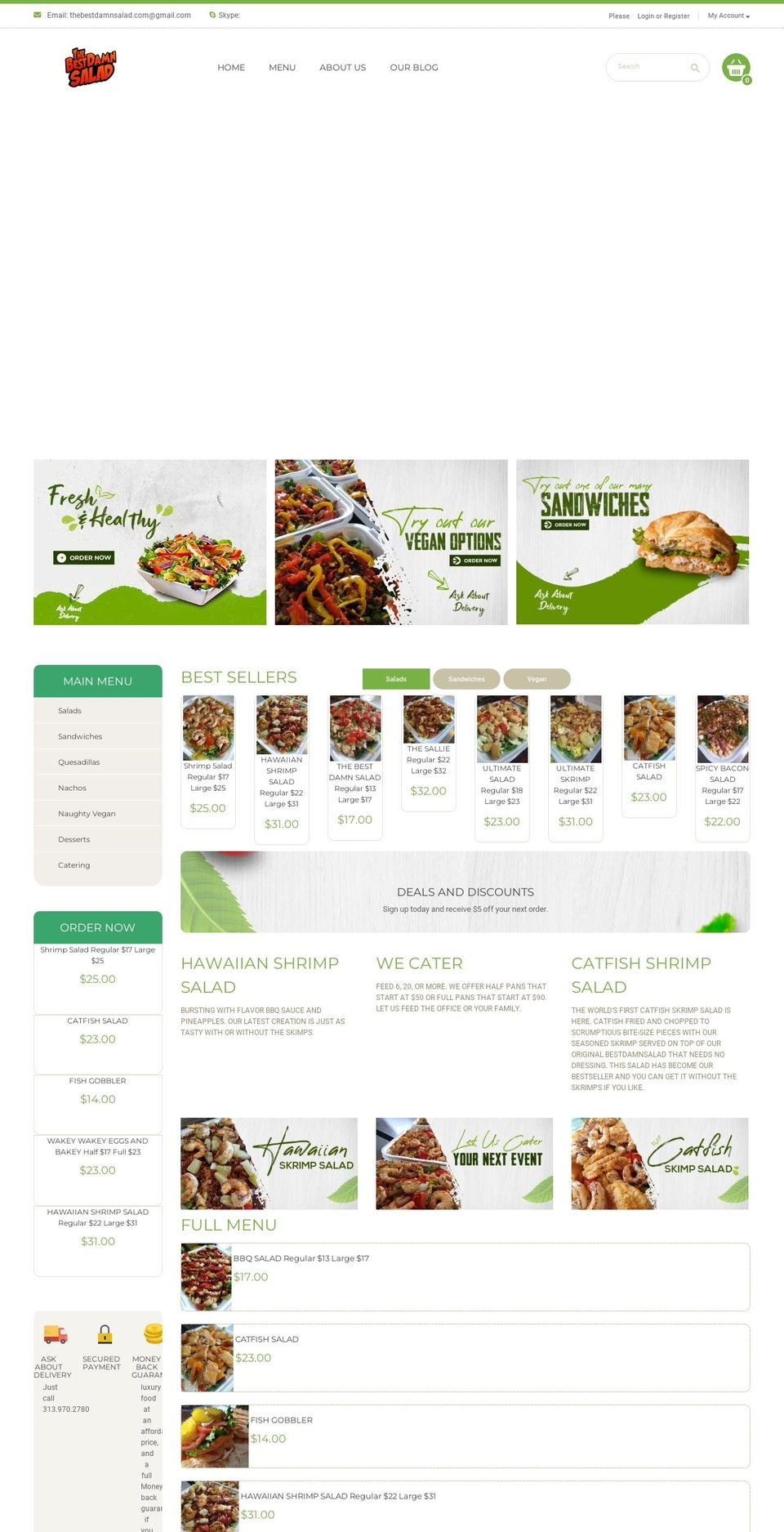 bestdamnsalad.com shopify website screenshot