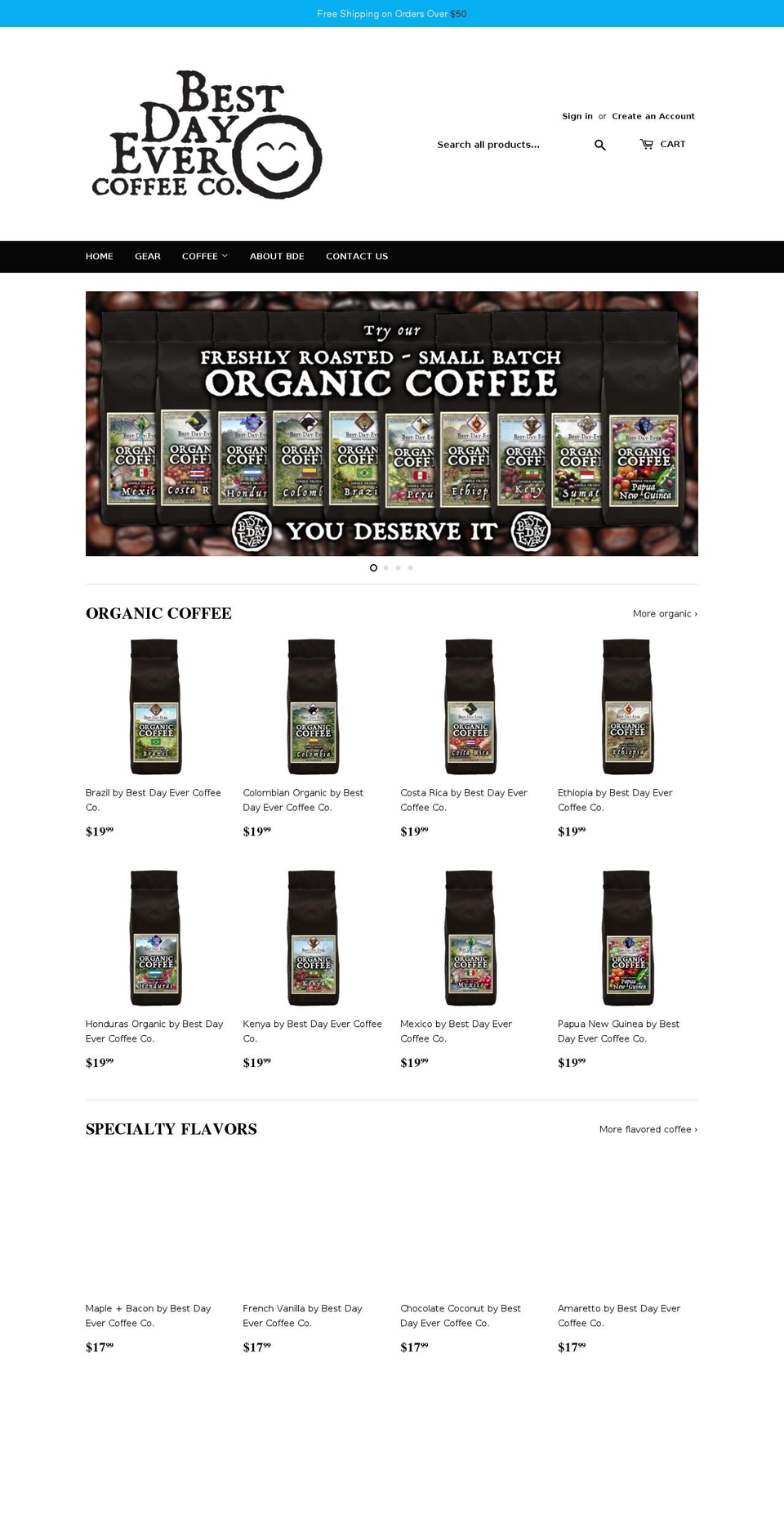 bestdayevercoffee.com — Shopify storefront screenshot