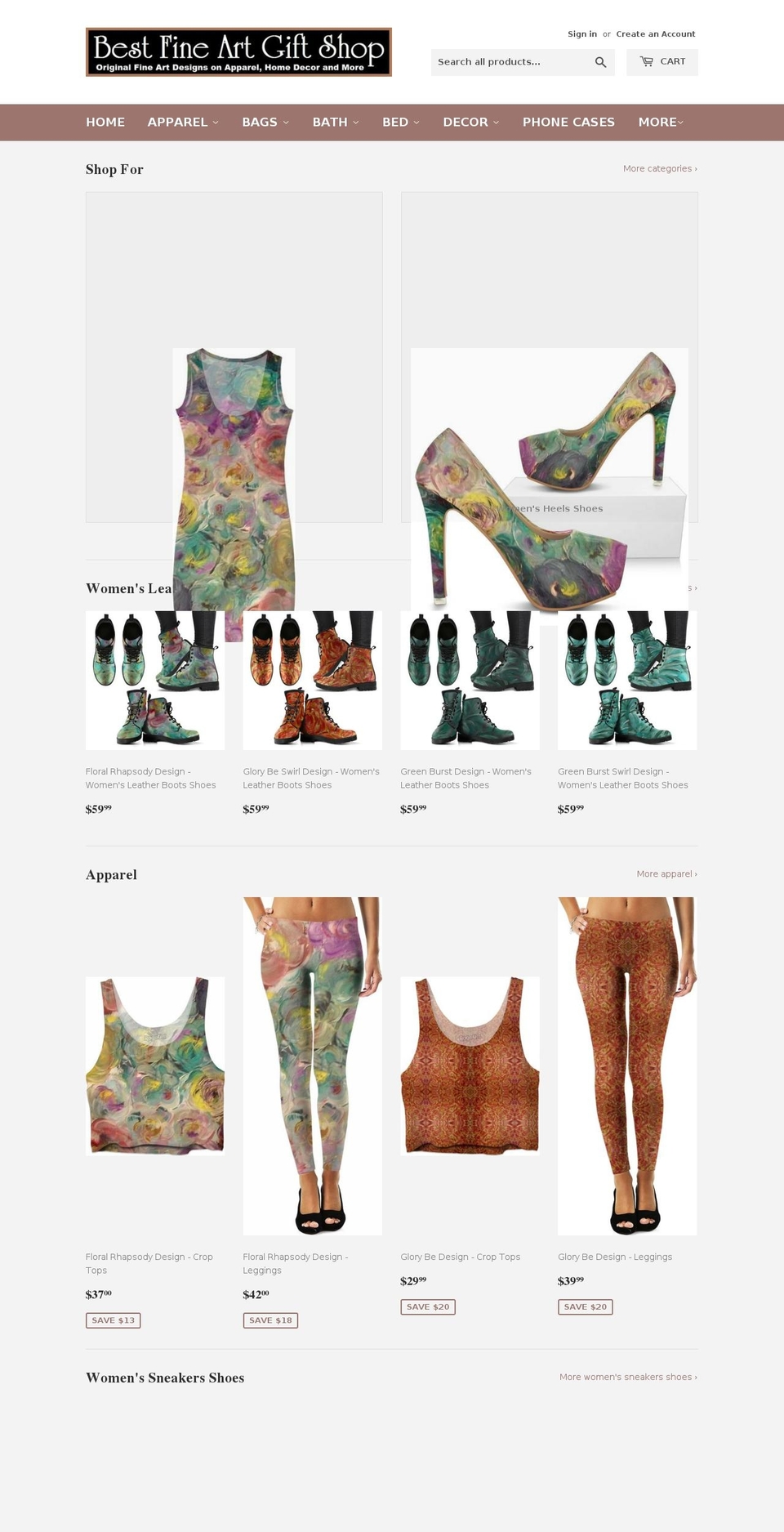 bestfineartgiftshop.com — Shopify storefront screenshot