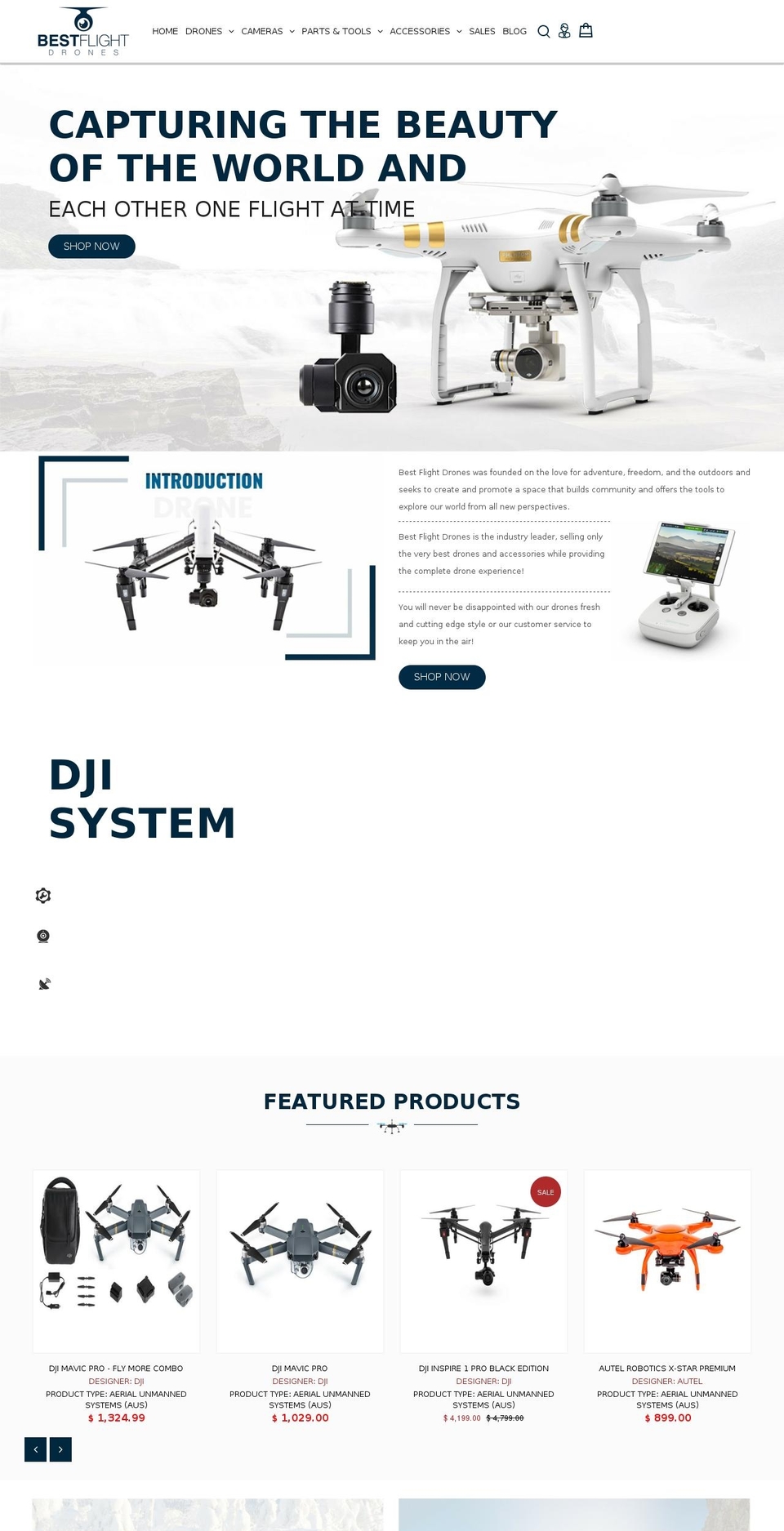 VertexDimension Shopify theme site example bestflightdrones.com