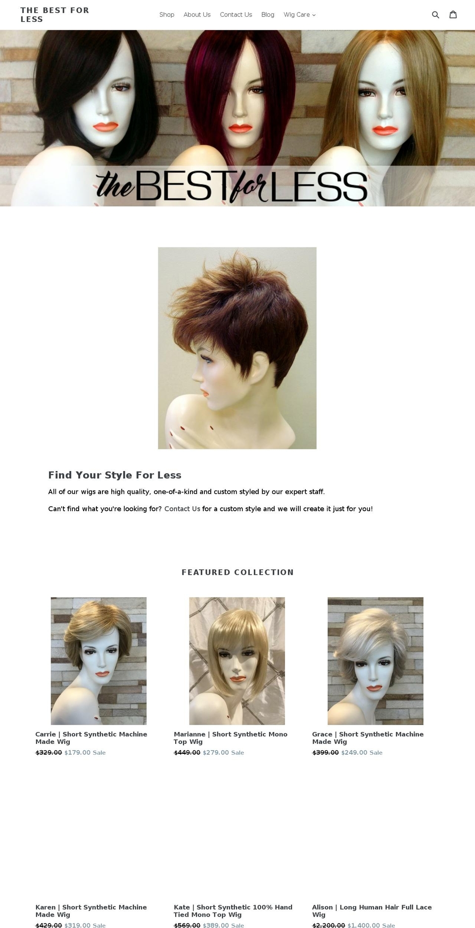 bestforlesswigs.com — Shopify storefront screenshot