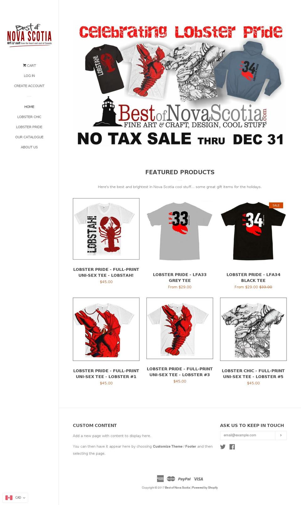 bestofnovascotia.com shopify website screenshot