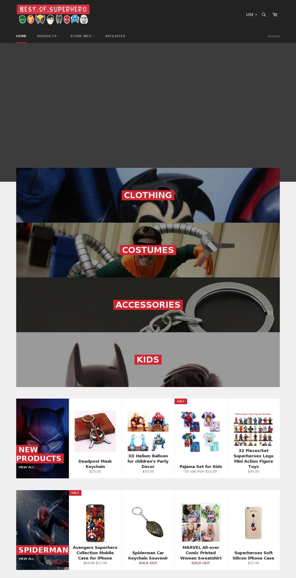 bestofsuperhero.com — Shopify storefront screenshot