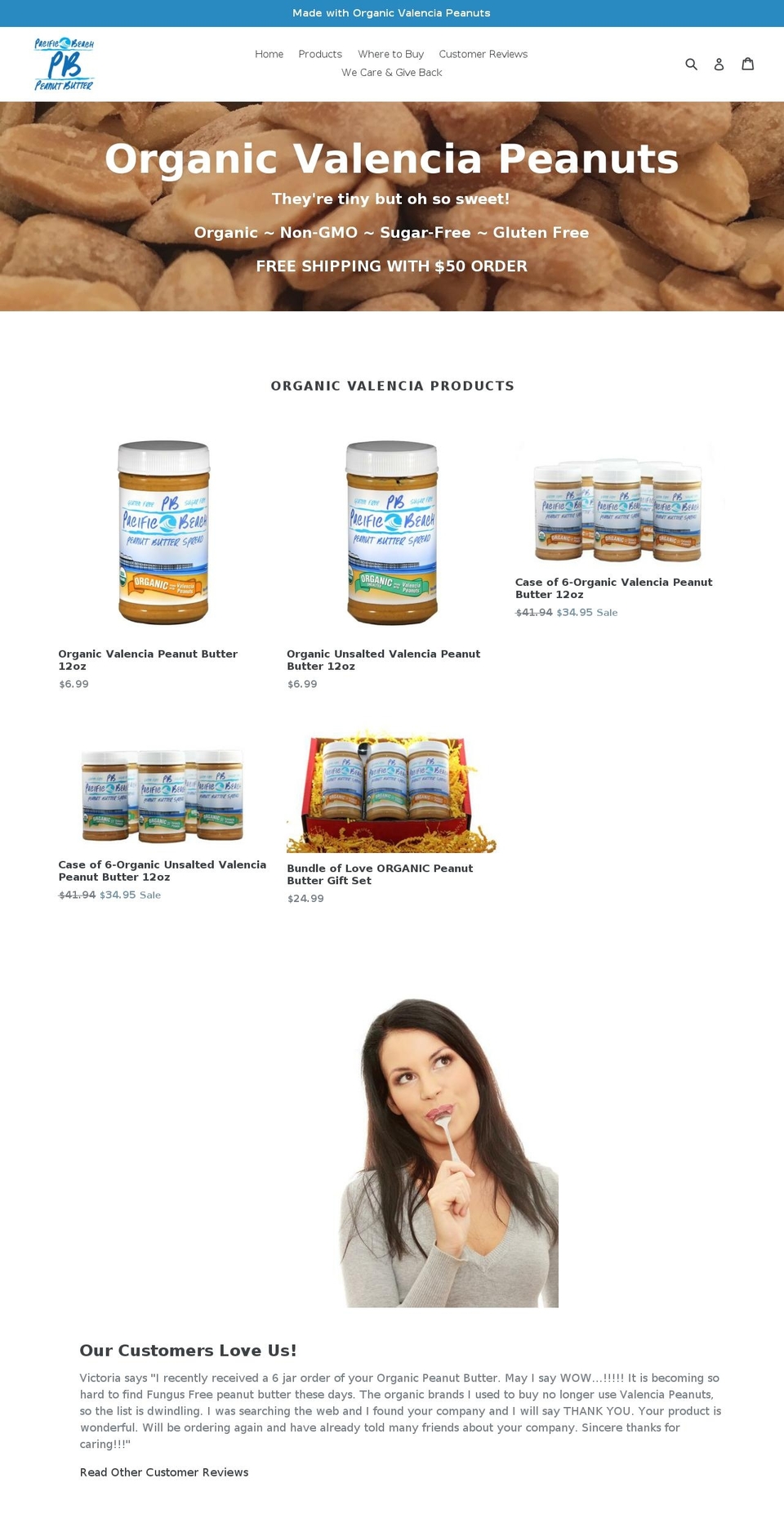 bestorganicpeanutbutter.com — Shopify storefront screenshot