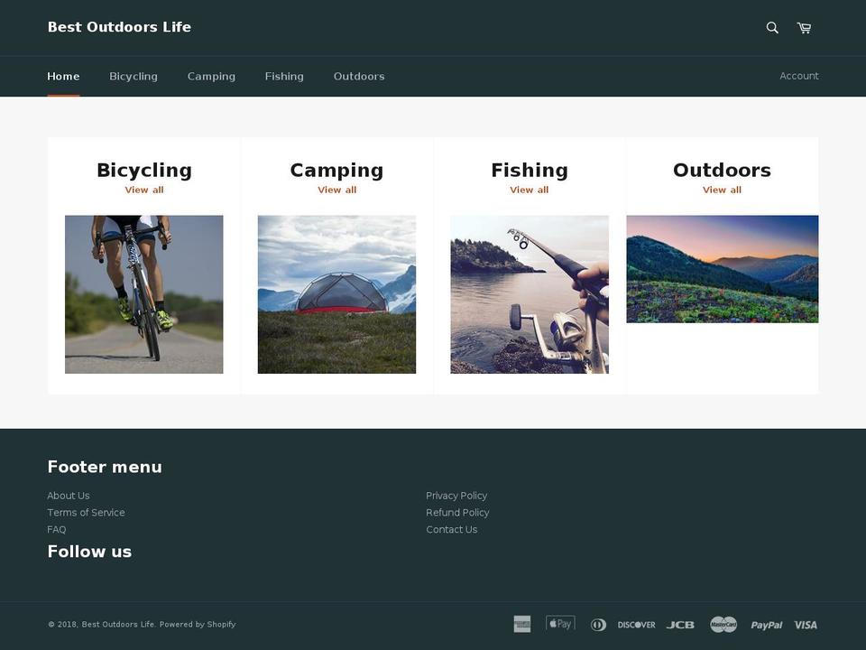 bestoutdoorslife.com — Shopify storefront screenshot