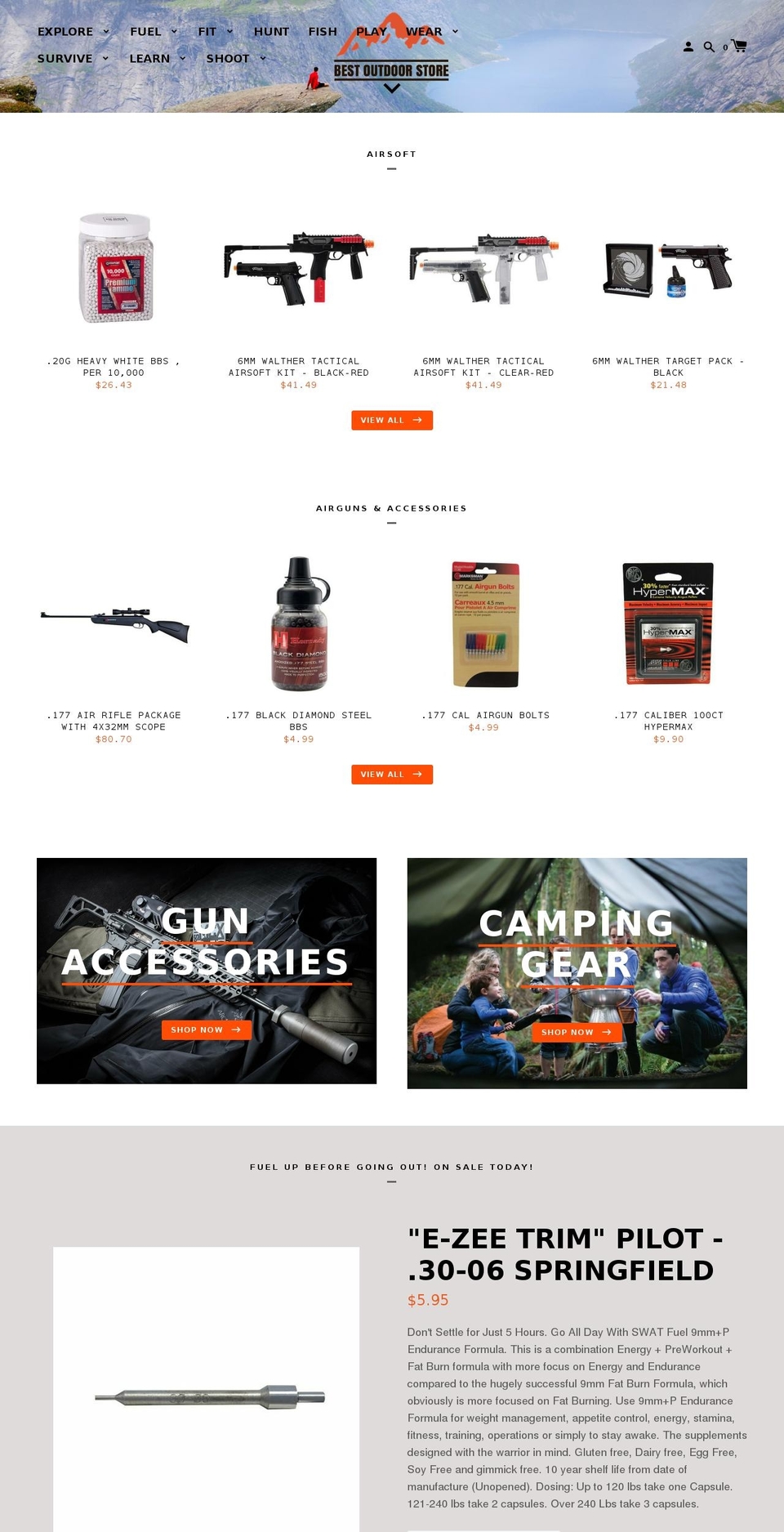 bestoutdoorstore.com shopify website screenshot