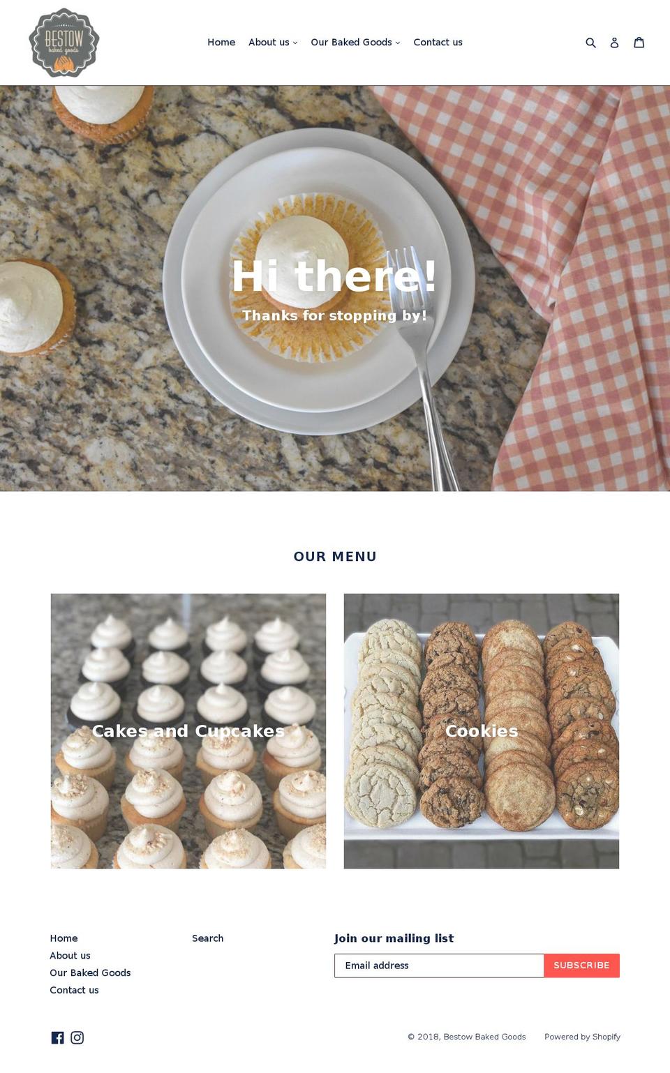 bestowbakedgoods.com — Shopify storefront screenshot