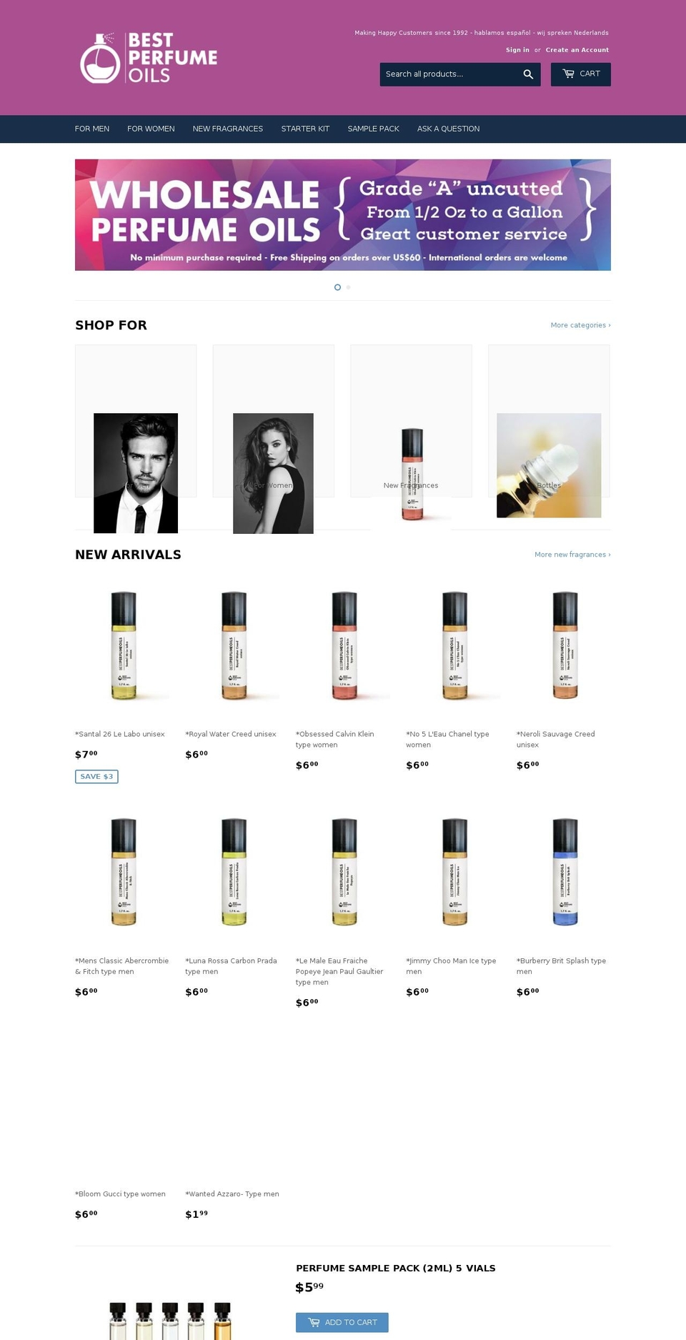 bestperfumeoils.com — Shopify storefront screenshot