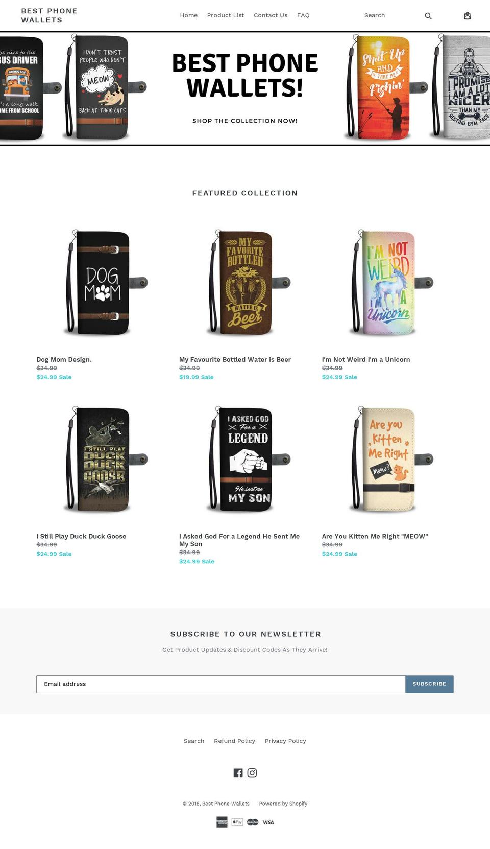 bestphonewallets.com — Shopify storefront screenshot