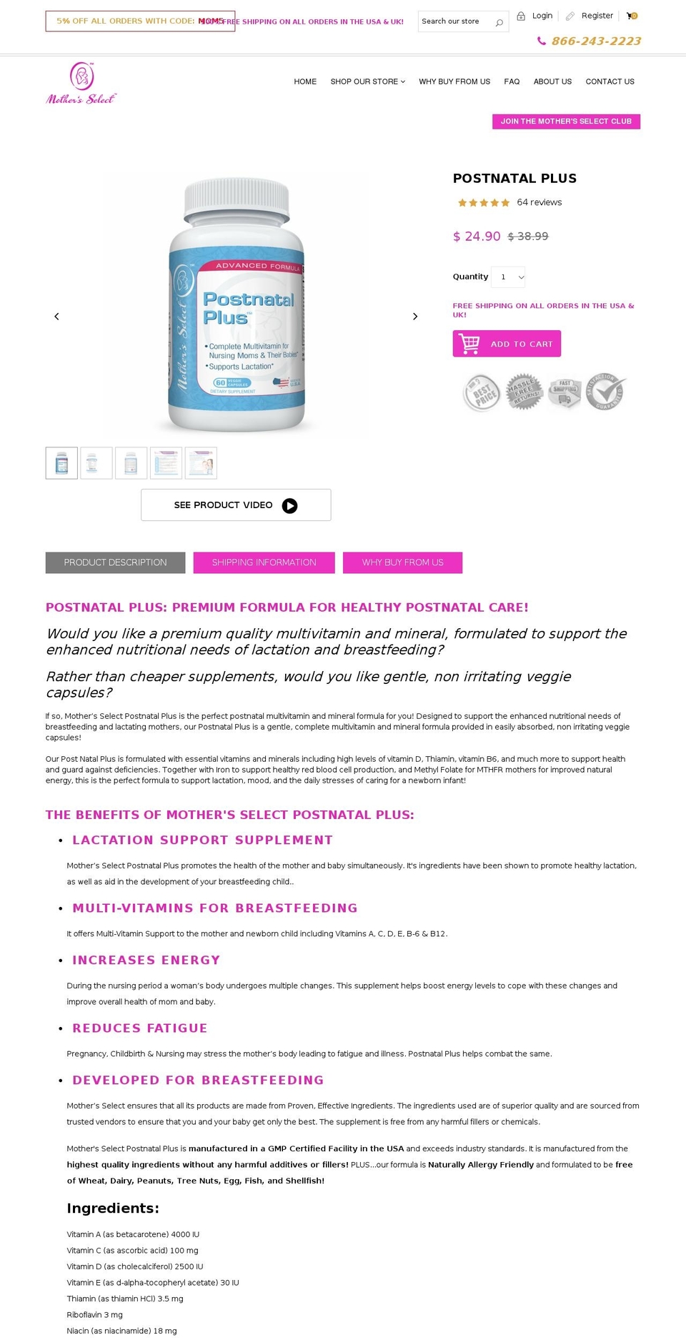 mothers-select-demo Shopify theme site example bestpostnatalvitamins.com