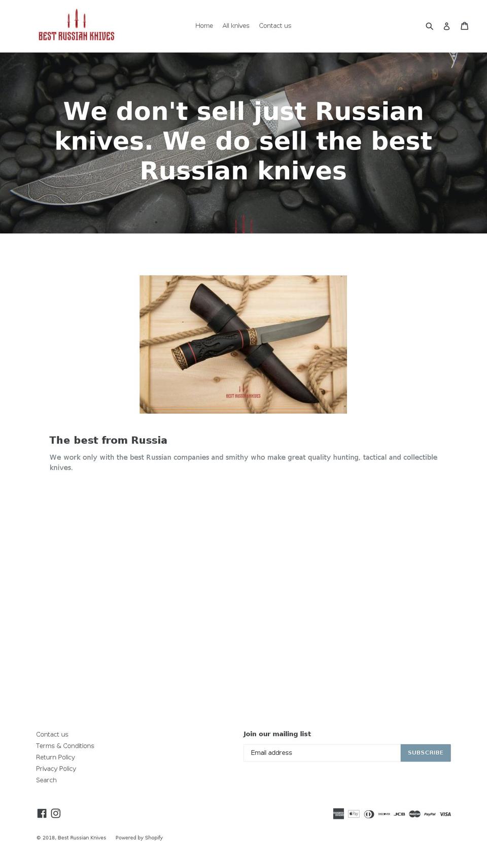 bestrussianknives.com — Shopify storefront screenshot