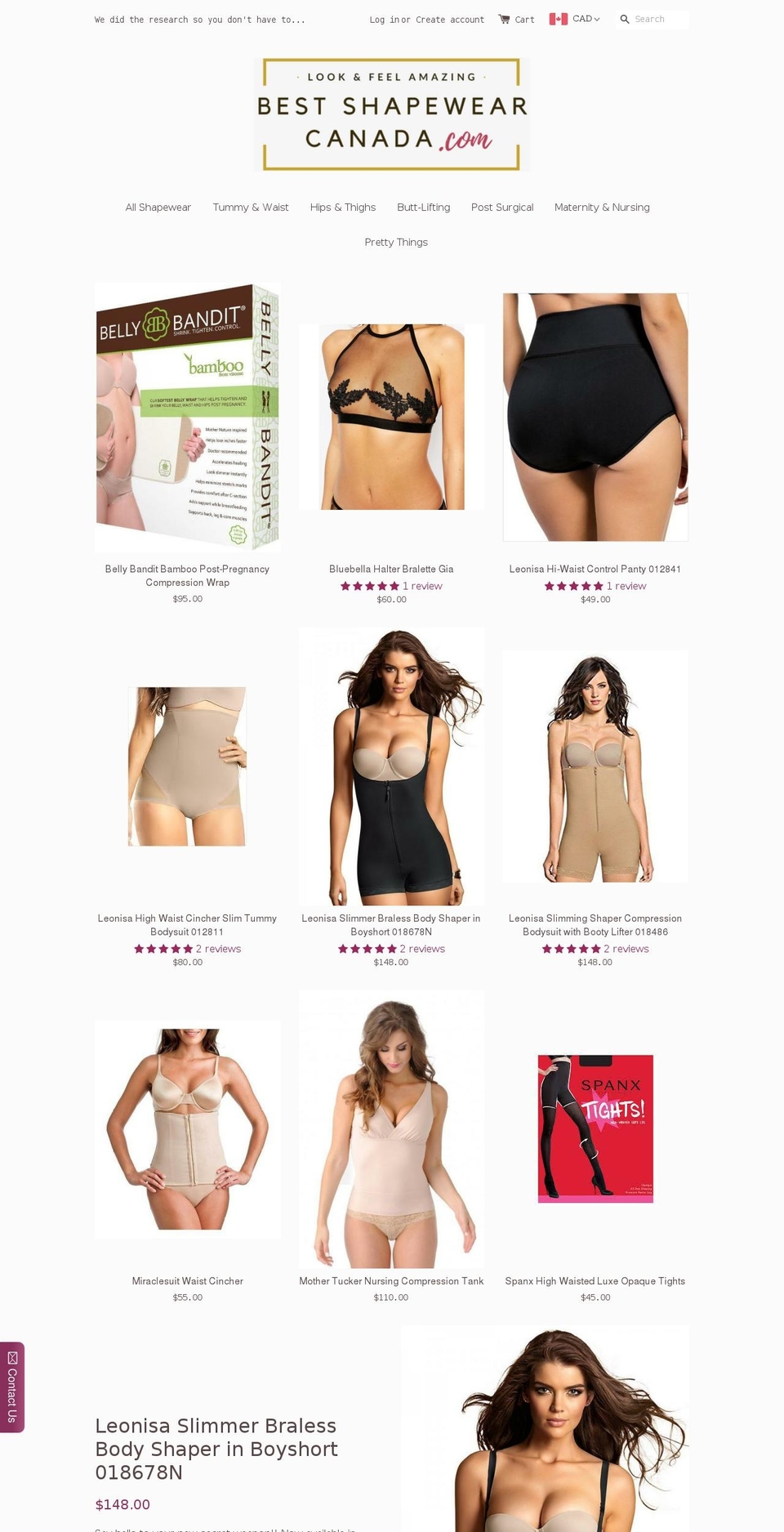 bestshapewearcanada.com shopify website screenshot