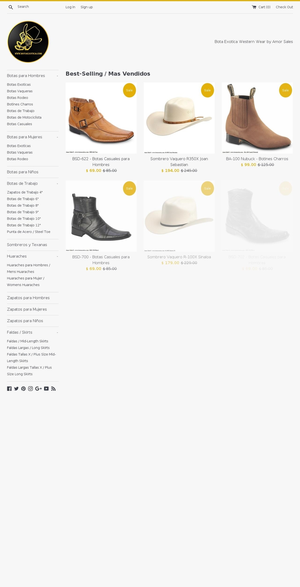 Bota Exotica Western Wear Shopify theme site example bestshoesinusa.com