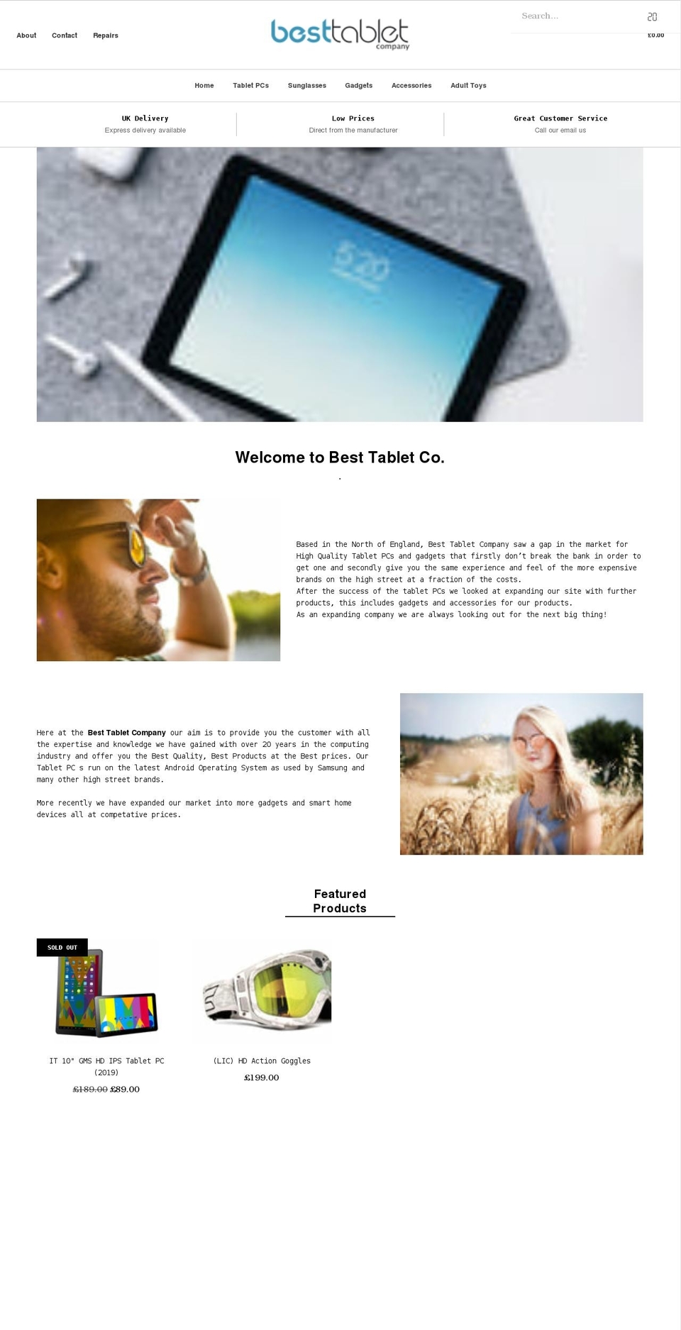 besttabletcompany.co.uk shopify website screenshot