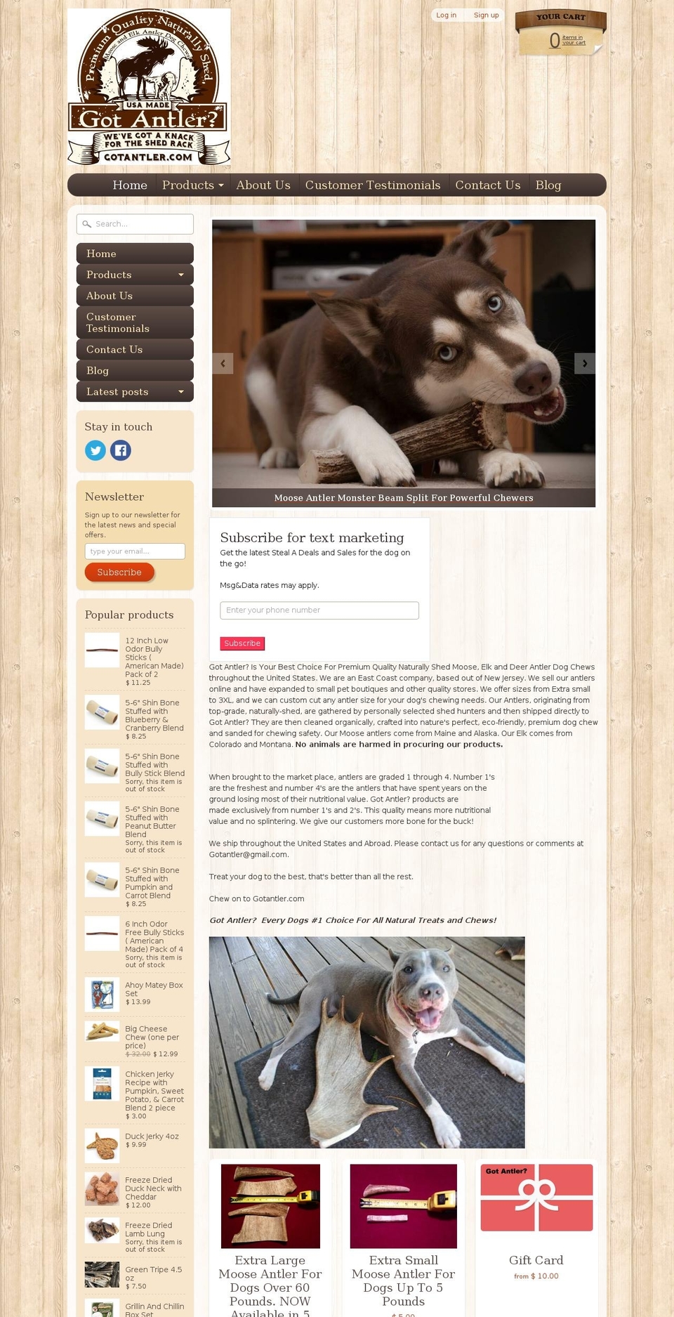 bestusadeerantlers.com — Shopify storefront screenshot